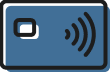 A blue credit card icon