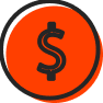 A dollar symbol with an orange background
