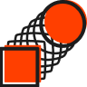 An orange square morphing into a orange circle.