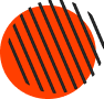 An orange circle with black shading over it