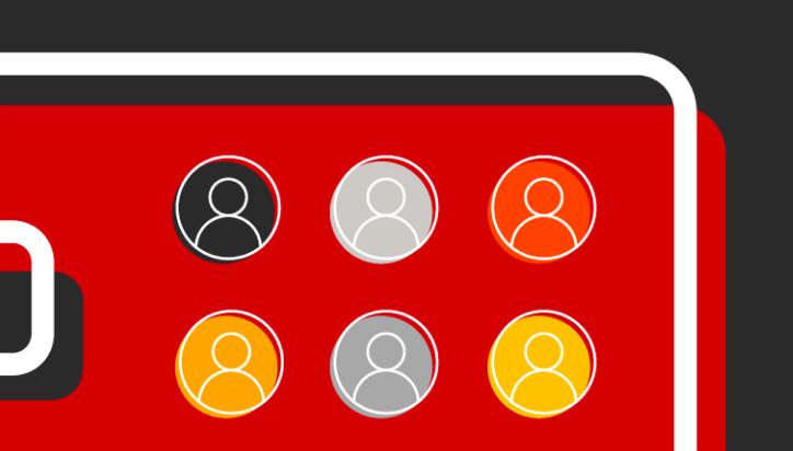 Six account icons in various colors
