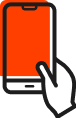 An illustrated cell phone with an orange background